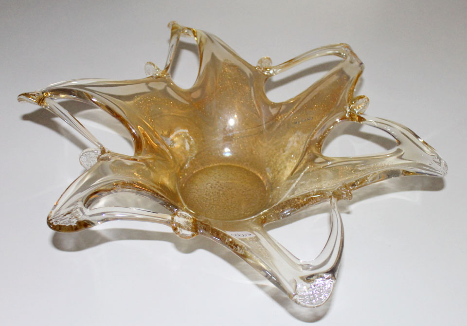 Centro tavola Ambra e Oro 35cm lavorazione Murano Centro Tavola oro della Nuova Cristalleria Arzanese